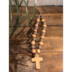 collier faïence brut croix ( terracotta/ brun )